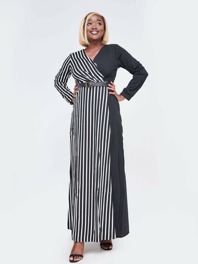 Home Of Colors Ua Stripped Maxi Dress - Black - Shop Zetu Kenya