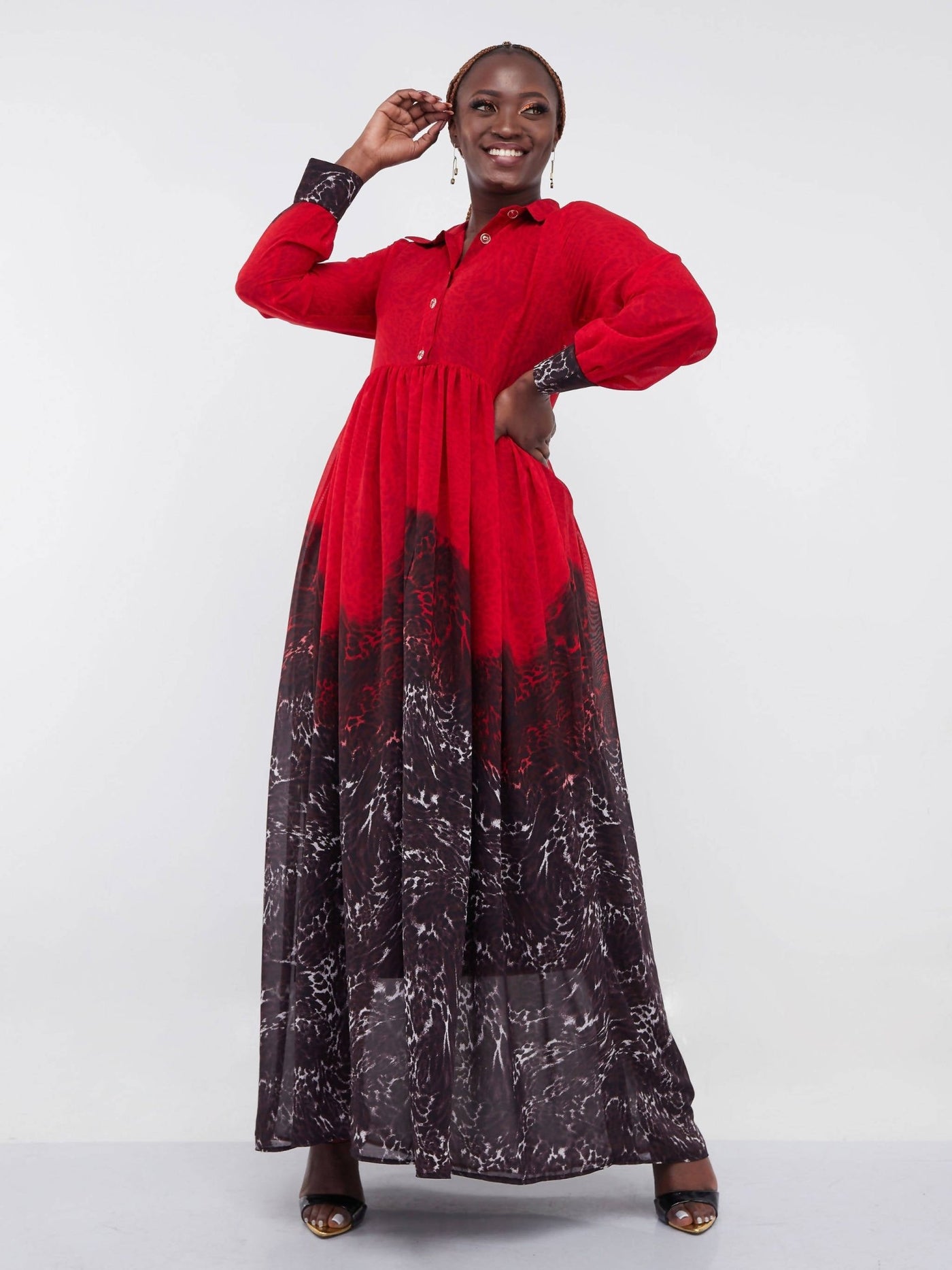 House Of Roses Roxy Maxi Dress - Red / Chocolate - Shop Zetu Kenya