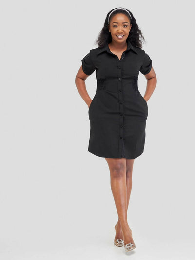 Jem Africa Mwikali Shirt Dress - Black - Shopzetu