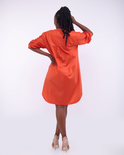 Tuli Nuru Shirt Dress - Orange