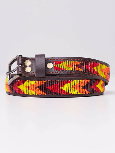 Kiondo Everyday Multicolored Beaded Belt - Brown - Shopzetu