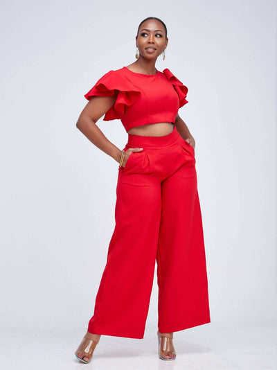 Izulu Latika Pants Set - Red - Shop Zetu Kenya
