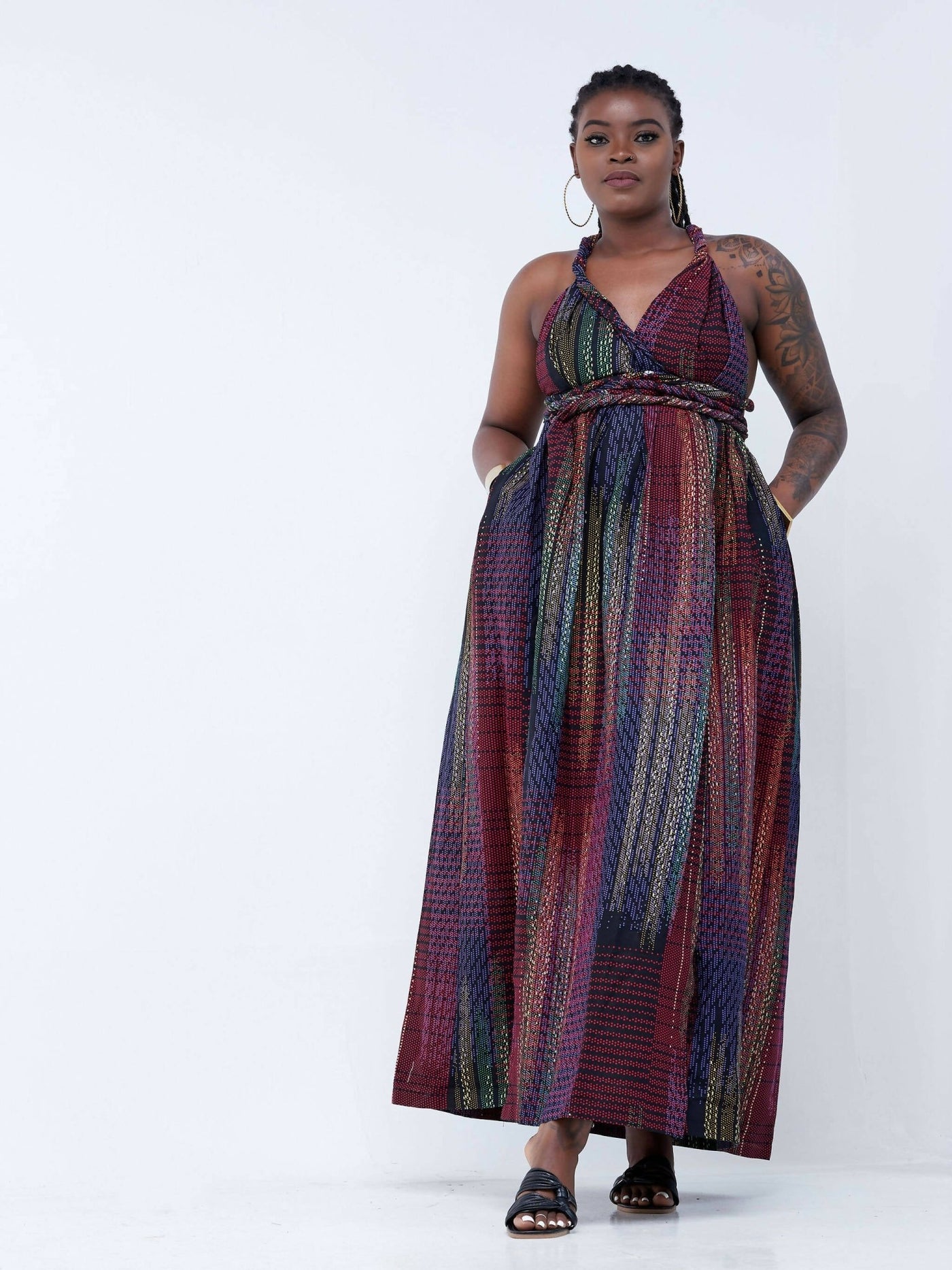Izulu Manda Infinity Dress - Maroon / Black African Print - Shop Zetu Kenya
