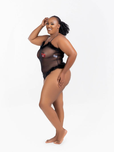 Intimates Kenya-Sexy Lingerie Furry Temptation Passion perspective Bodysuit - Black - Shopzetu
