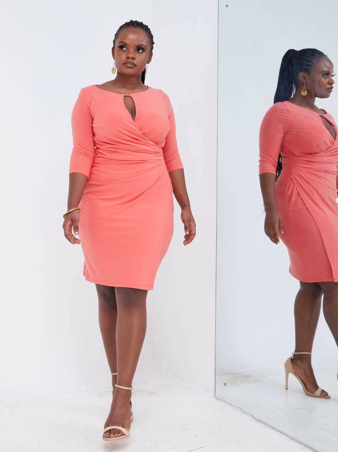 Jaidden Trendy Closed side Overlap Dress - Pink - Shop Zetu Kenya