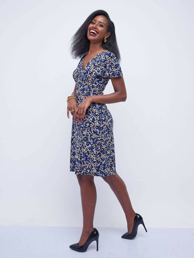 Jaidden Trendy Printed A-Line Dress - Blue - Shop Zetu Kenya
