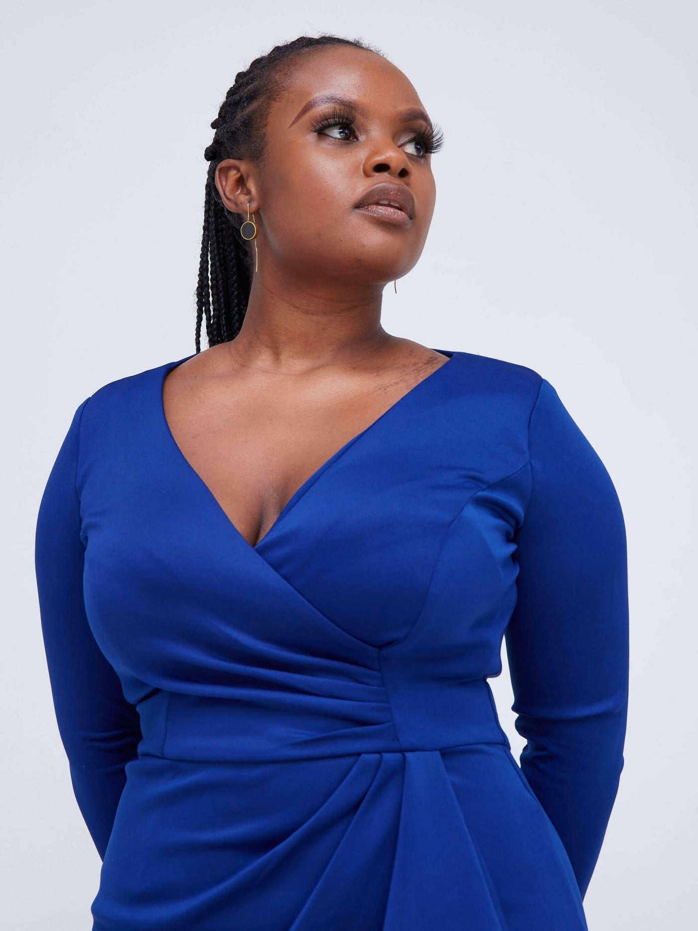Jaidden Trendy Side Ruched Dress - Blue - Shop Zetu Kenya