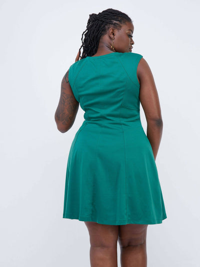 Jaidden Trendy Skater Dress - Green - Shop Zetu Kenya
