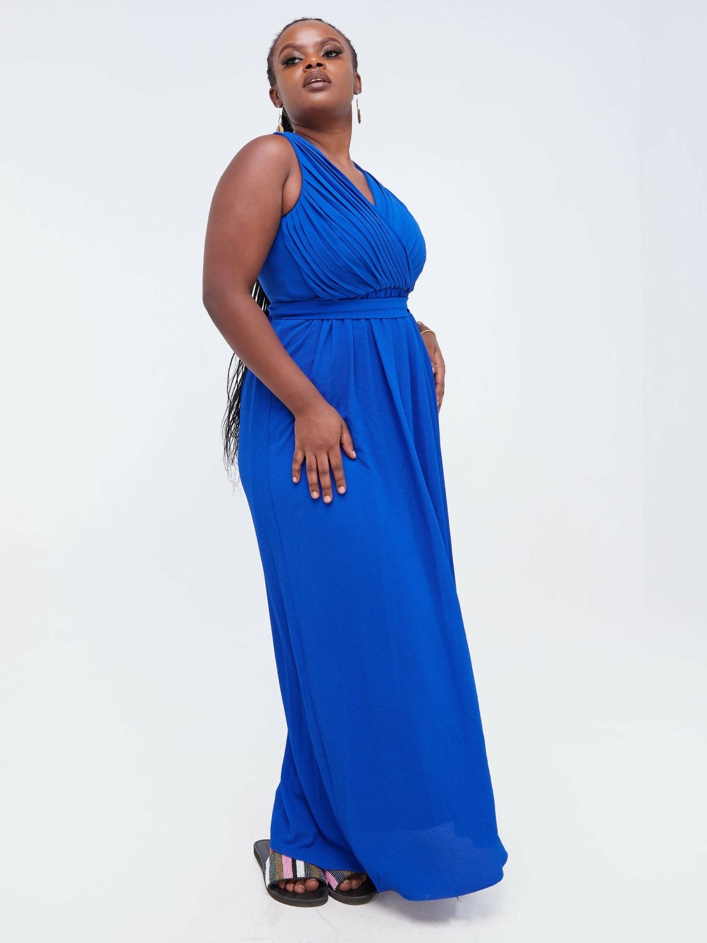 Jaidden Trendy V Neck Maxi Dress - Blue - Shop Zetu Kenya