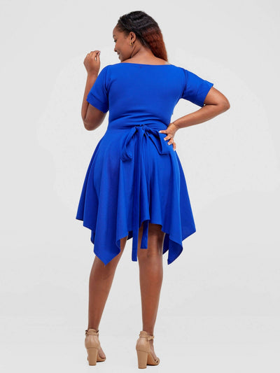 Jolly Fancy Wear Boat Neck Dress - Royal Blue - Shopzetu