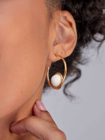Soko Mpira Bone Hoop Earring - Gold - Shopzetu