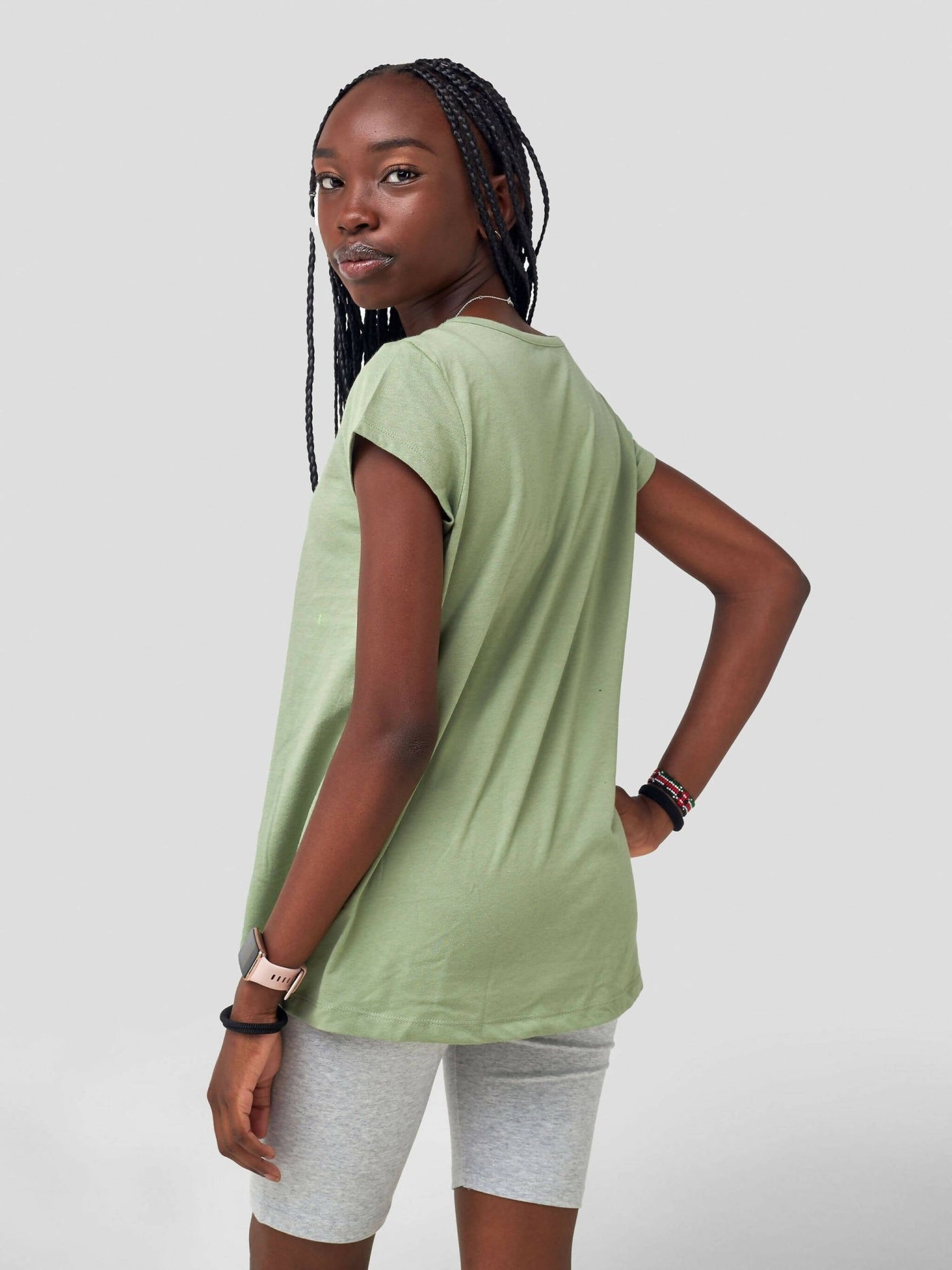 Inken Solid Short Sleeve Hi-Lo T-shirt - Light Green - Shopzetu