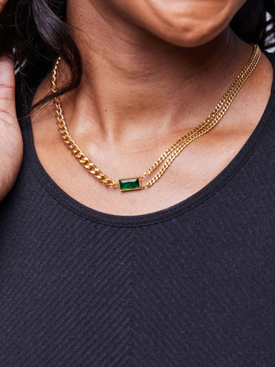 Afrodame Emerald Necklace - Gold / Green - Shopzetu