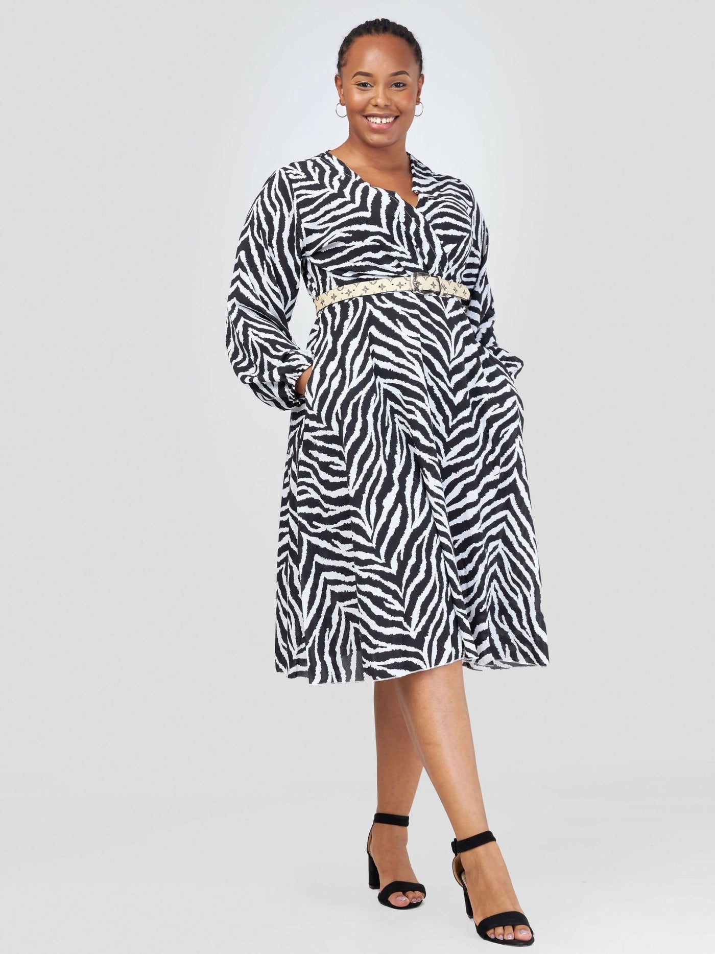 Home Of Colors Zebra Print Dress - Black/White - Shopzetu