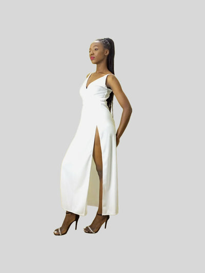 Da'joy Fashions Bond Girl Maxi Dress - White - Shopzetu