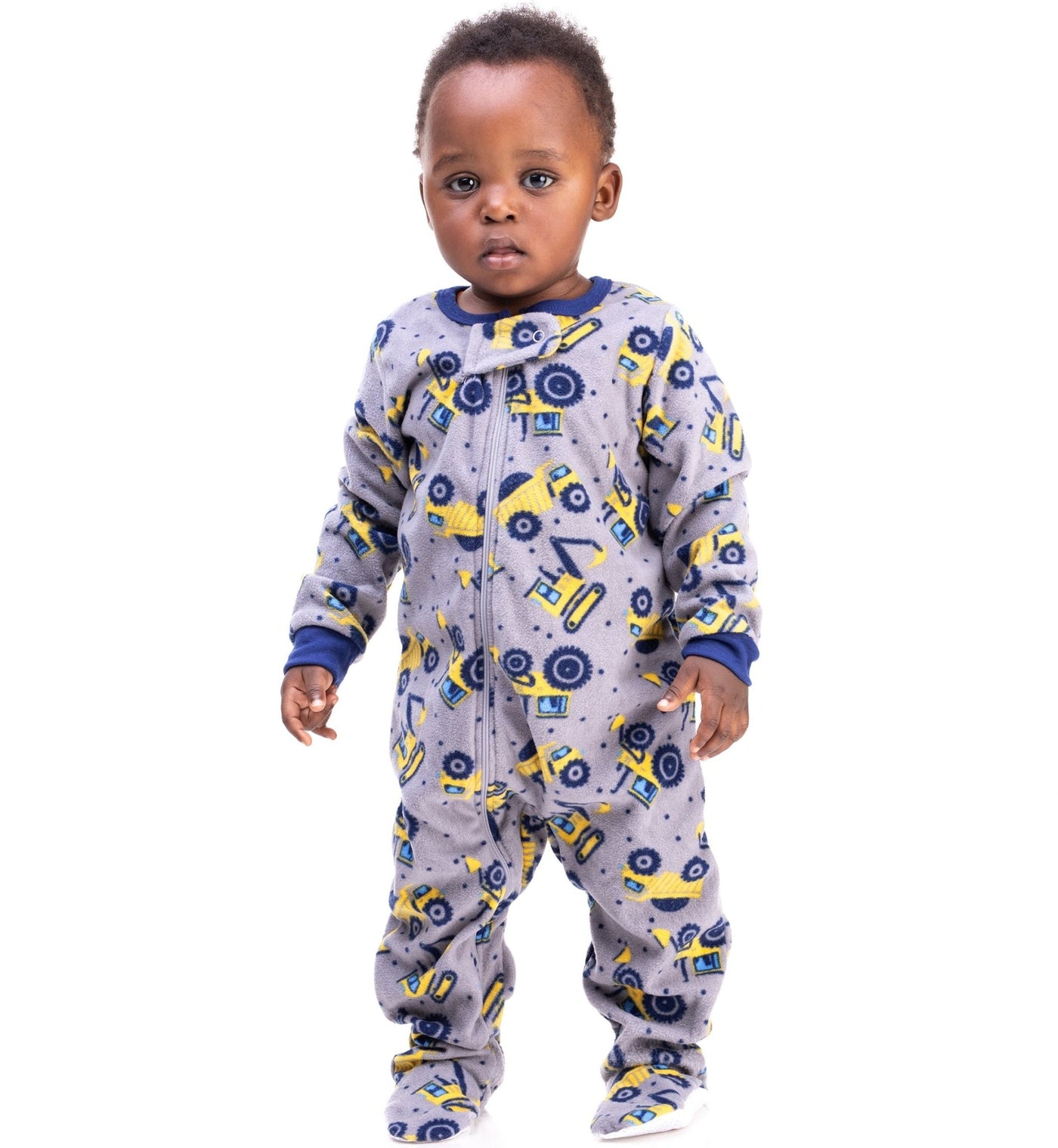 Kid's Closet Footed Romper - Grey / Mustard Print - Shop Zetu Kenya