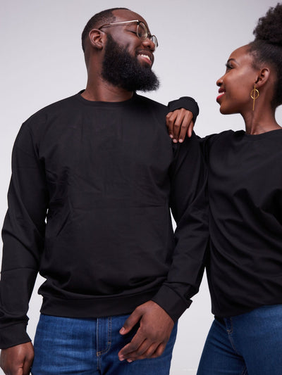 King's Collection Unisex Round Neck Sweatshirt - Black - Shop Zetu Kenya