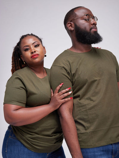 King's Collection Unisex Round Neck T-shirt - Dark Army Green - Shop Zetu Kenya