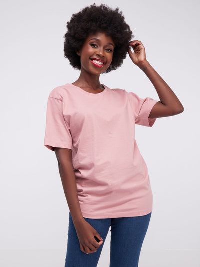 King's Collection Unisex Round Neck T-shirt - Dusty Pink - Shop Zetu Kenya