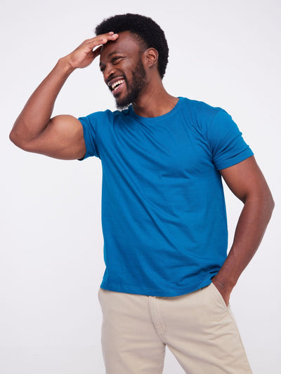 King's Collection Unisex Round Neck T-shirt - Teal Blue - Shop Zetu Kenya