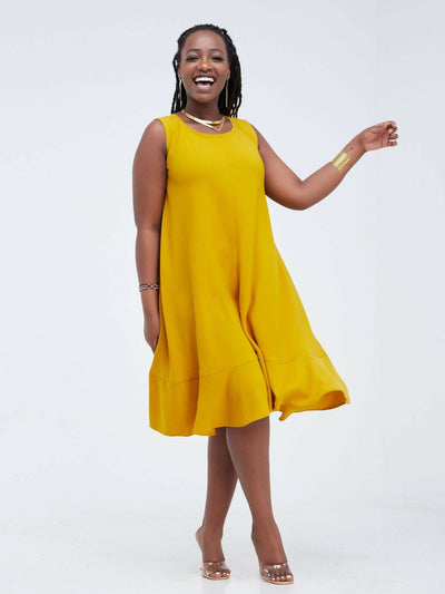 Kish Apparels Short Sleeveless Ruffled Dress - Yellow - Shop Zetu Kenya