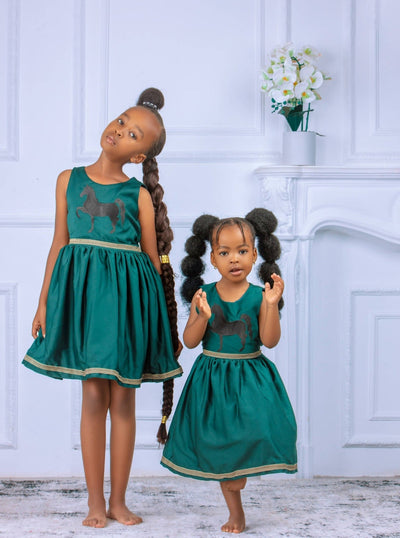 KnK Children's Boutique Green Horse Dress - Green - Shop Zetu Kenya