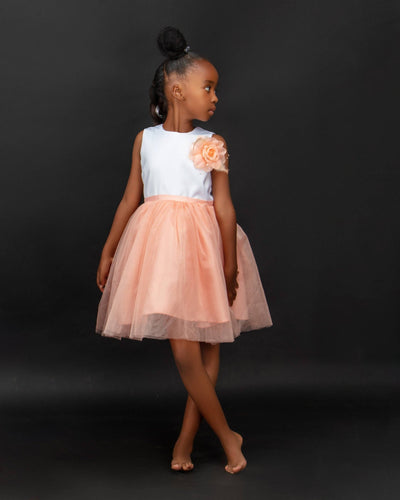KnK Children's Boutique Peach Tulle Dress - Peach / White - Shop Zetu Kenya