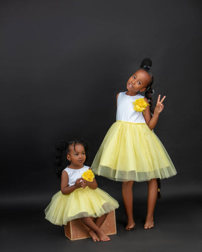KnK Children's Boutique Yellow Tulle Dress - Yellow / White - Shop Zetu Kenya