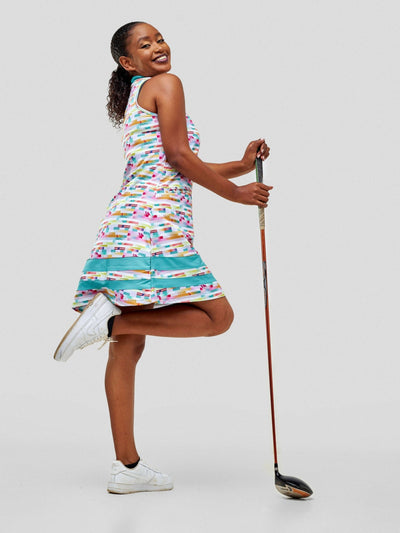 Authentic Golf Dress - Multicolored/ Teal Print - Shopzetu