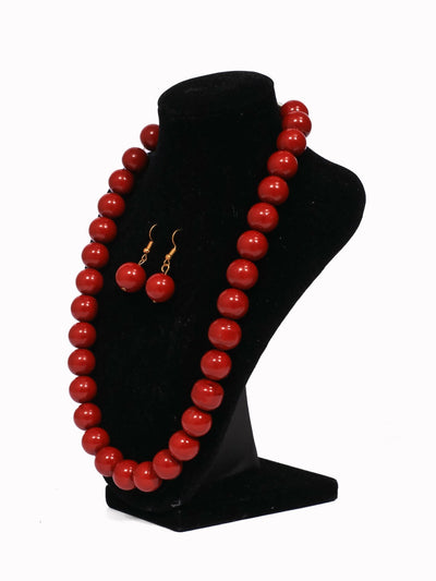 Klewisia Closet Shell Pearls Necklace Jewellery - Red - Shopzetu