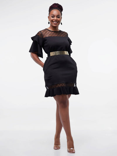 Ladies & Linen Mesh Lbd Dress - Black - Shop Zetu Kenya