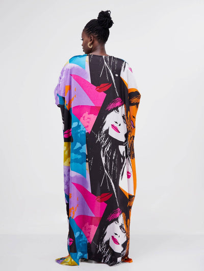 Ladies & Linen Print Kimono - Multi Colour Print - Shop Zetu Kenya