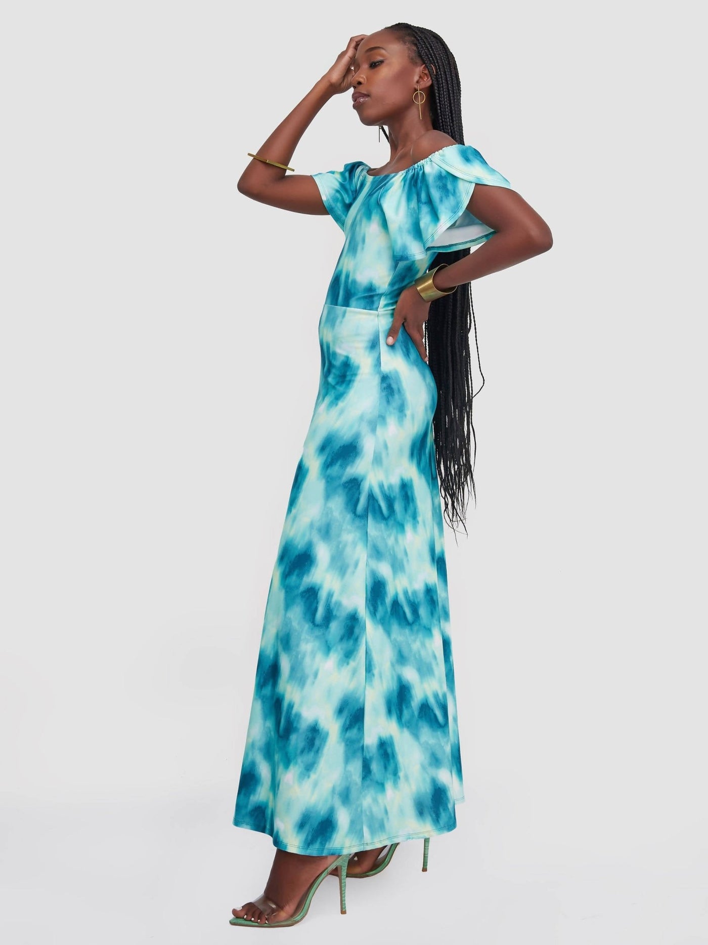 Liliadly Summer Vibe Off Shoulder Dress - Turquoise - Shop Zetu Kenya