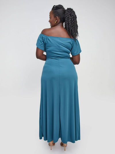 Liliadly Turqoise Off Shoulder Dress - Turquoise - Shop Zetu Kenya