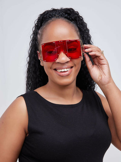 Lizola Hawa Circular Shaped Sunglasses - Red - Shop Zetu Kenya