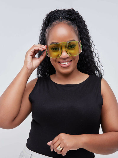 Lizola Hawa Circular Shaped Sunglasses - Yellow - Shop Zetu Kenya