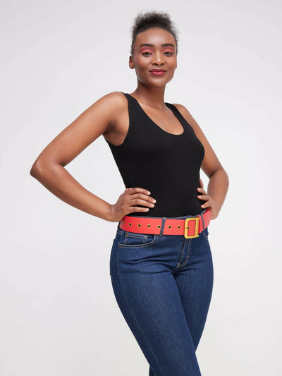 Lizola Jana Wide Buckle Belt - Red - Shop Zetu Kenya