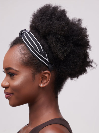 Lizola Refu Headband - Black / White Stripes - Shop Zetu Kenya