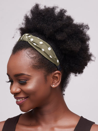 Lizola Wale Headband - Green / White Polka - Shopzetu