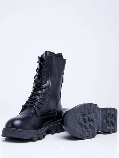 Lizola Weza Double Half Martin Boots - Black - Shop Zetu Kenya