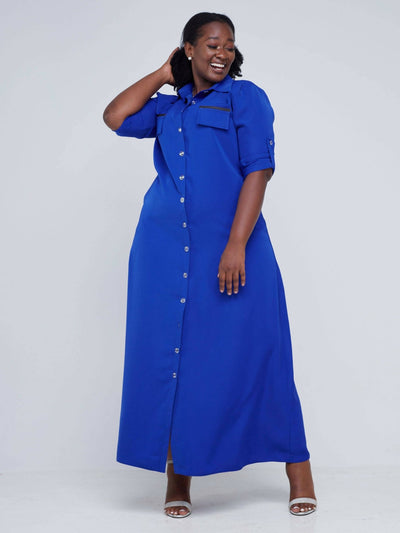 Salok Havilah Akini Shirt Dress - Royal Blue - Shopzetu