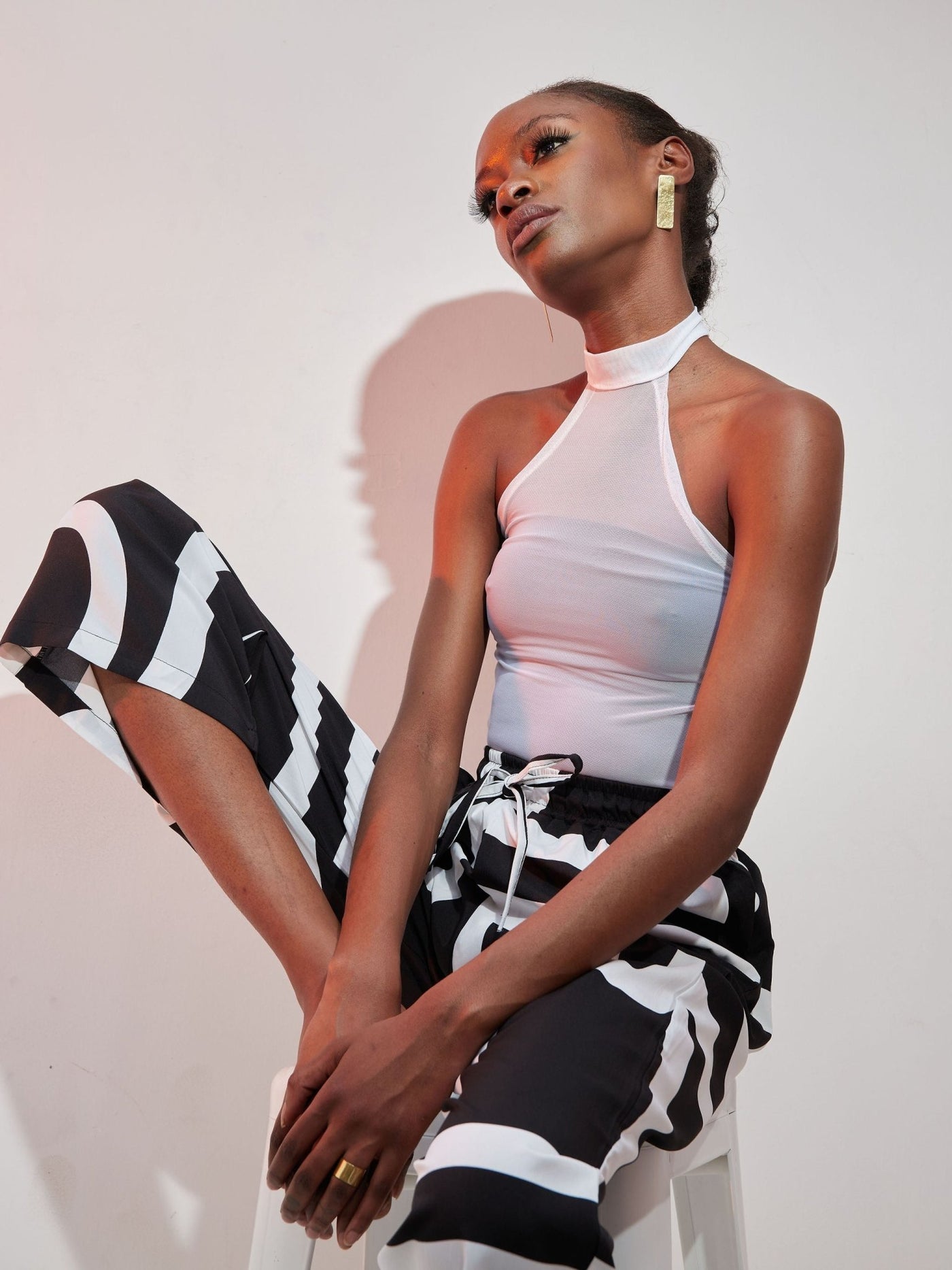 Lola Mesh Halter Neck Bodysuit - White - Shop Zetu Kenya