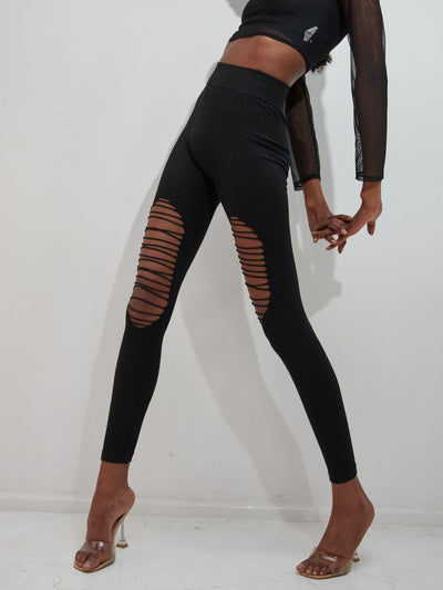 Lola Ripped Leggings  - Black - Shop Zetu Kenya