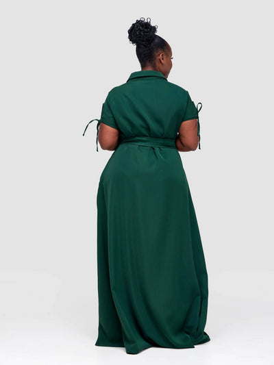 Steady Wear Keyhole Sleeved Maxi Dress- Green - Shopzetu