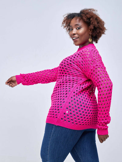 The Fashion Frenzy Mesh Pullover - Pink - Shopzetu