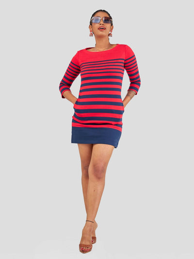 Hessed Short Sleeved Dress - Red - Shopzetu