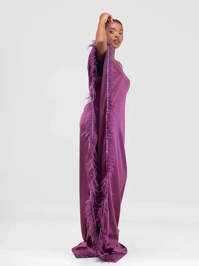 African Yuva Rich Auntie Kaftan Dress - Purple - Shopzetu