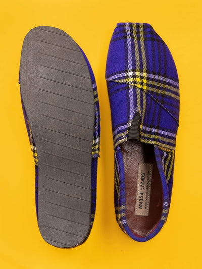 Maasai Treads Hatua Shuka Unisex Shoes - Blue Print - Shop Zetu Kenya