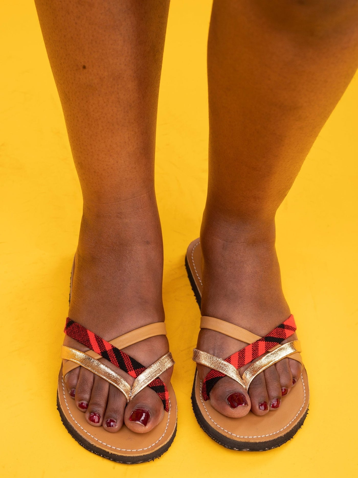 Maasai Treads Ladies' Kilifi Strappy sandals - Brown / Silver Red - Shop Zetu Kenya