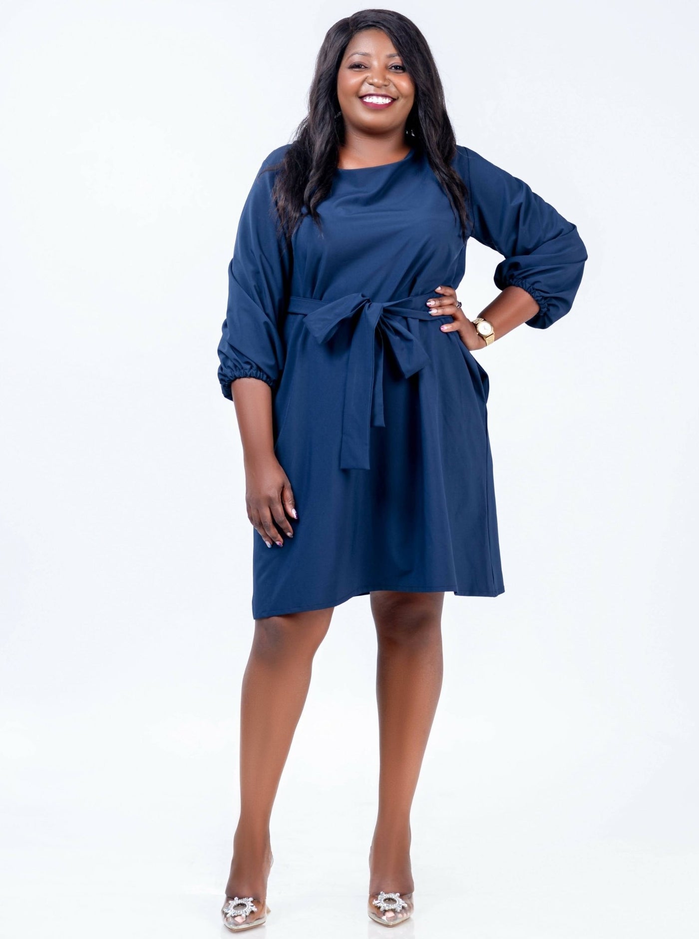 Magali Designs A-line Dress - Navy Blue - Shop Zetu Kenya